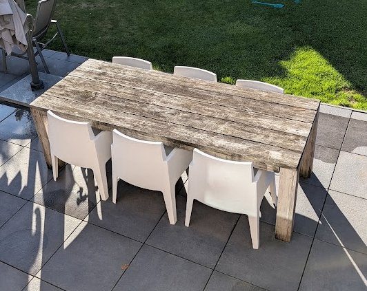 Terrasstoelen en tafel, Jardin & Terrasse, Enlèvement, Utilisé, Rectangulaire, Bois