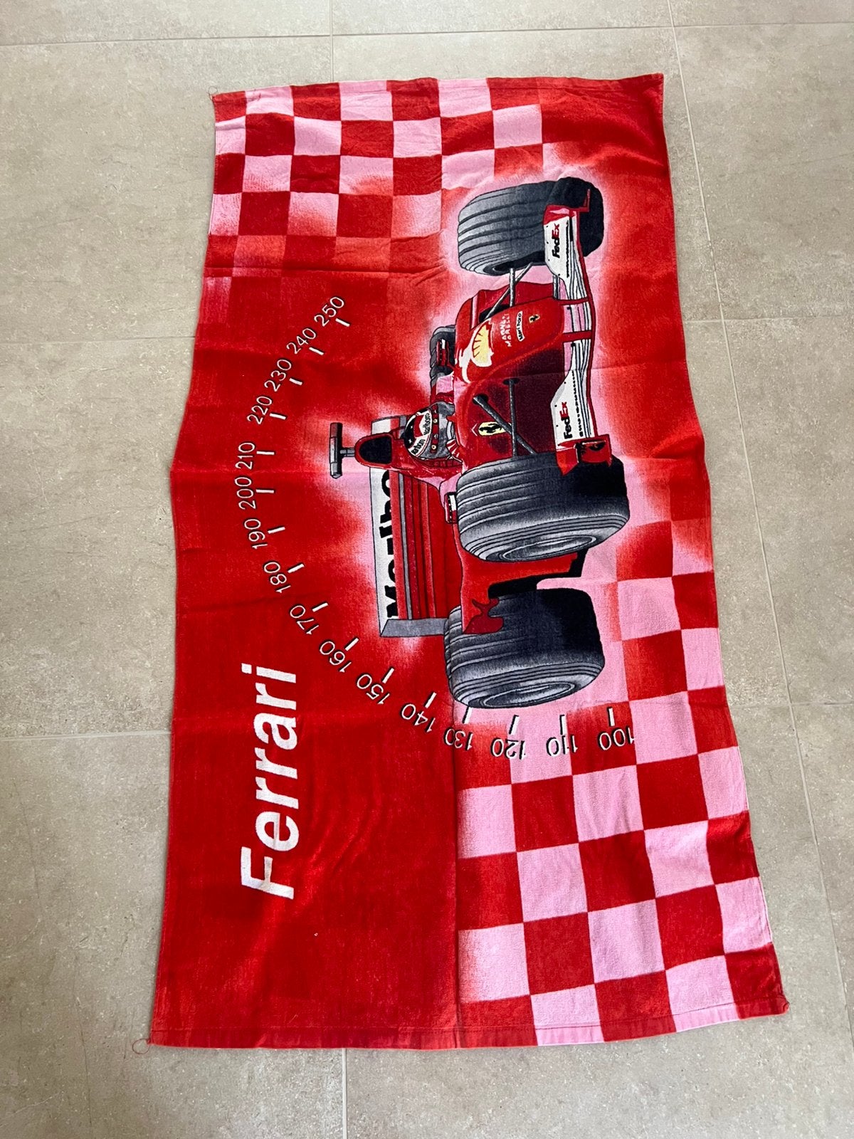 Serviette de plage vintage Ferrari F1 Marlboro / FedEx, Ophalen, Nieuw
