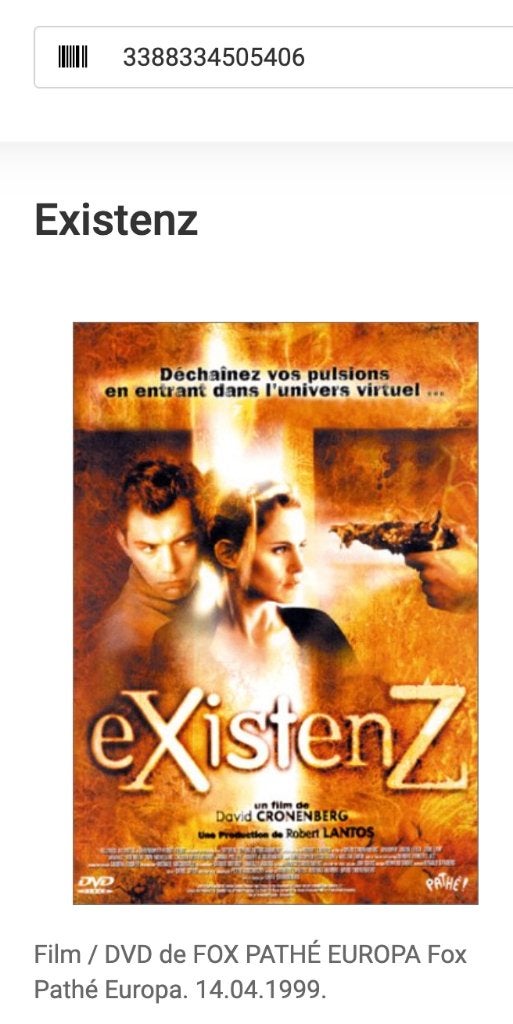 indie-dvd/Existenz/David Cronenberg (1999), Cd's en Dvd's, Dvd's | Filmhuis, Thriller, Frans, Ophalen of Verzenden, België