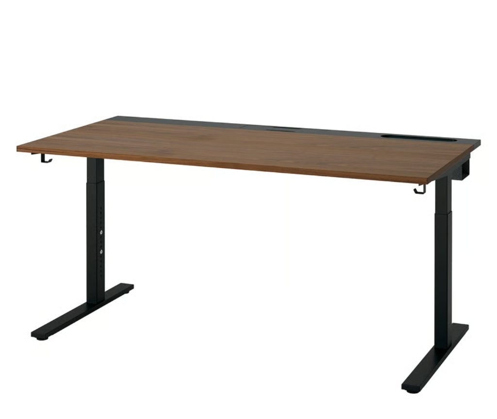 MITTZON Bureau, walnootfineer/zwart, 160x80 cm, Maison & Meubles, Bureaux, Comme neuf, Enlèvement, Brun, IKEA