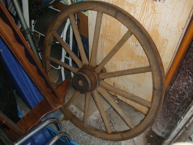 roue de chariot en bois, Antiquités & Art, Enlèvement