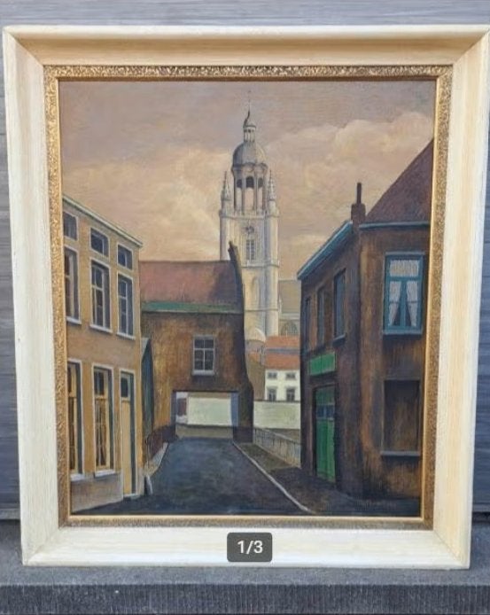 huile sur toile halle signe DE PAUW CHR, Enlèvement ou Envoi, Toile