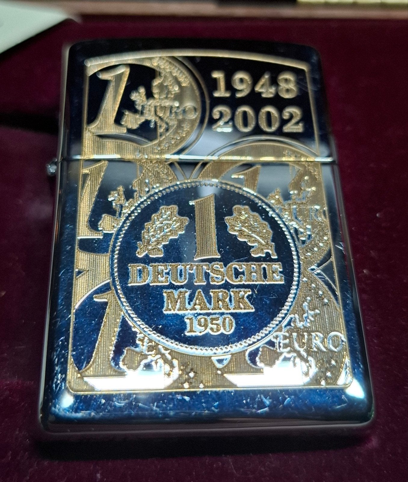 Vintage aansteker Zippo aansteker Deutsche Mark zilver J XV, Ophalen of Verzenden, Zo goed als nieuw