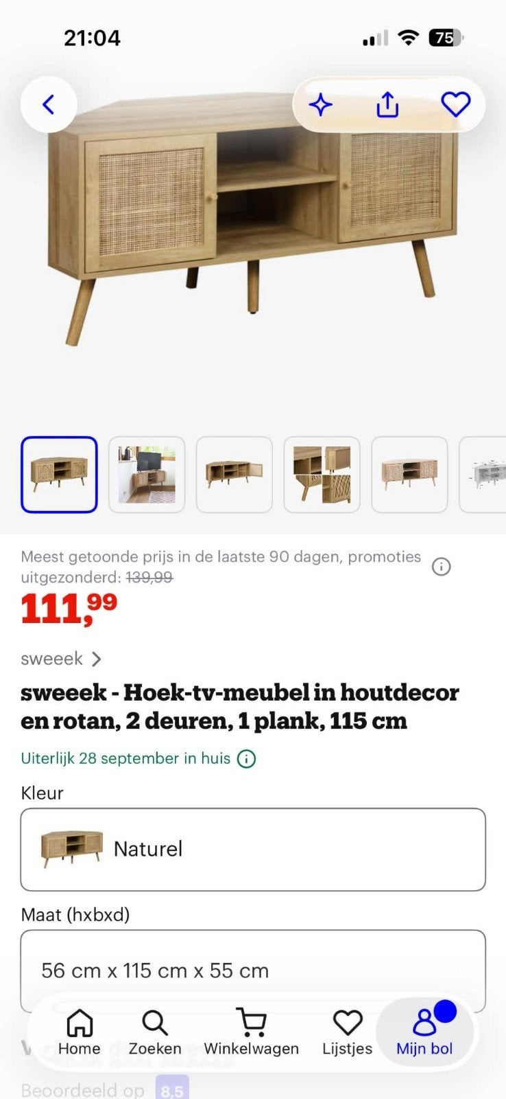 tv hoekkast, Huis en Inrichting, Ophalen, Zo goed als nieuw
