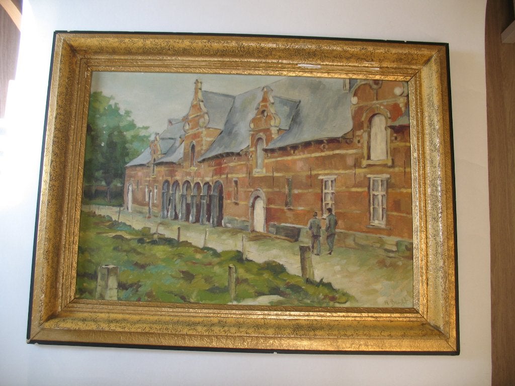 Schilderij Abdij van 't park Heverlee, Enlèvement ou Envoi, Signé