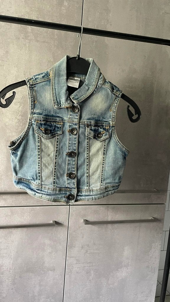 VESTE JEANS sans manches H&M 10/12 ans, Kinderen en Baby's, Ophalen of Verzenden, Zo goed als nieuw, H&M, Trui of Vest