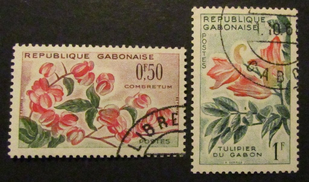 Gabon 0,50 franc + 1 franc postzegels 1961 gestempeld, Postzegels en Munten, Postzegels | Afrika, Ophalen of Verzenden, Overige landen