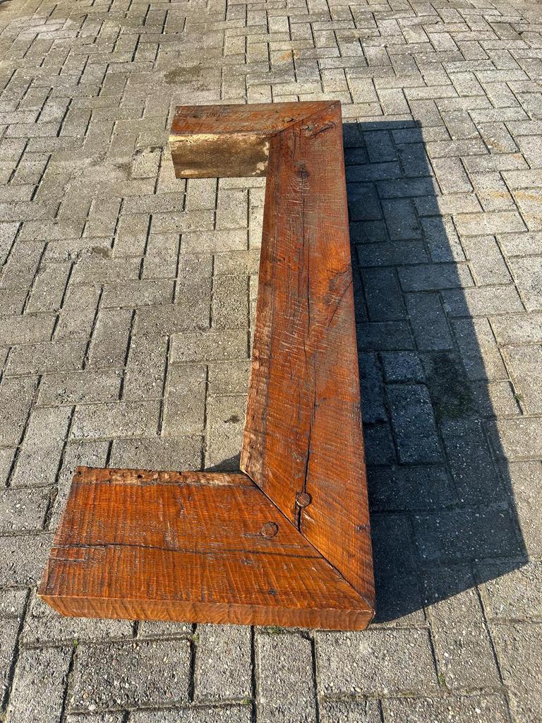 Massieve eiken schouwbalk 170 cm, Ophalen, Gebruikt, Minder dan 25 mm, Eiken