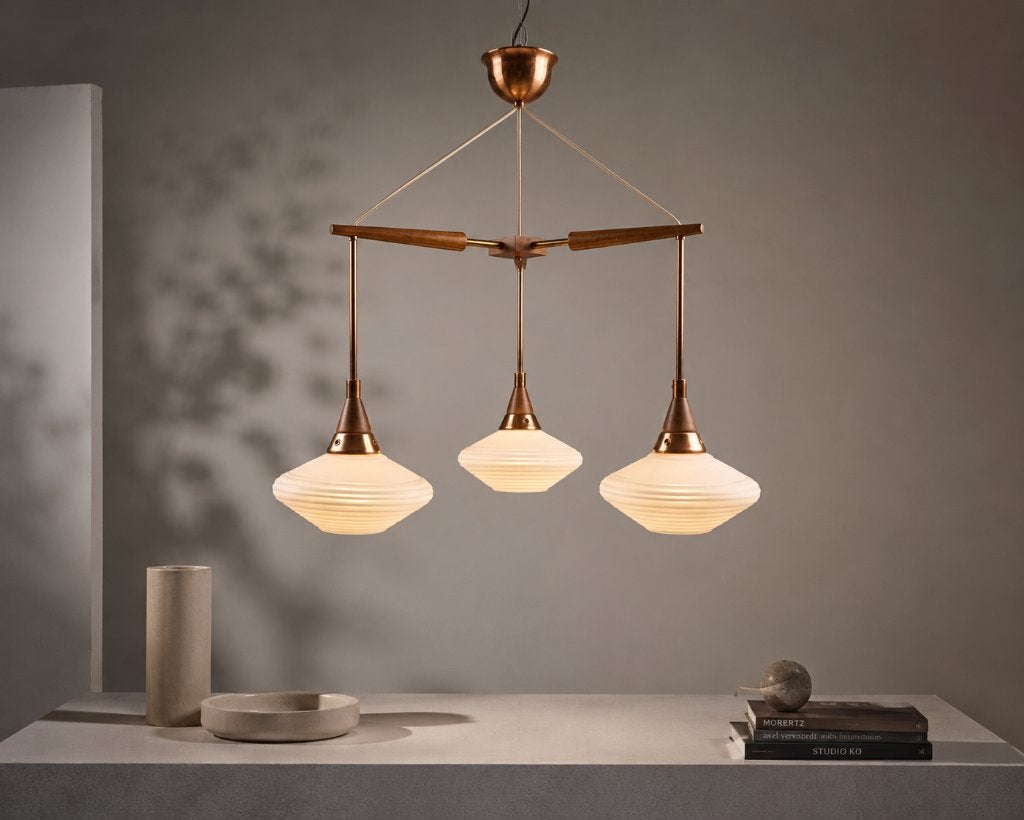Scandinavische Mid Century hanglamp, Huis en Inrichting, Gebruikt, Mid century, Geen, E14 (klein)