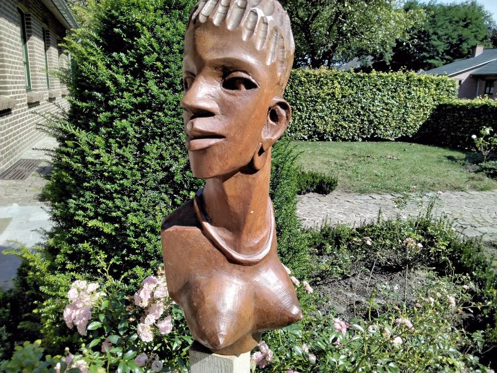 Houten  Afrikaans beeld voor tuin of binnen, Tuin en Terras, Tuinbeelden, Ophalen, Zo goed als nieuw, Hout, Mensenbeeld