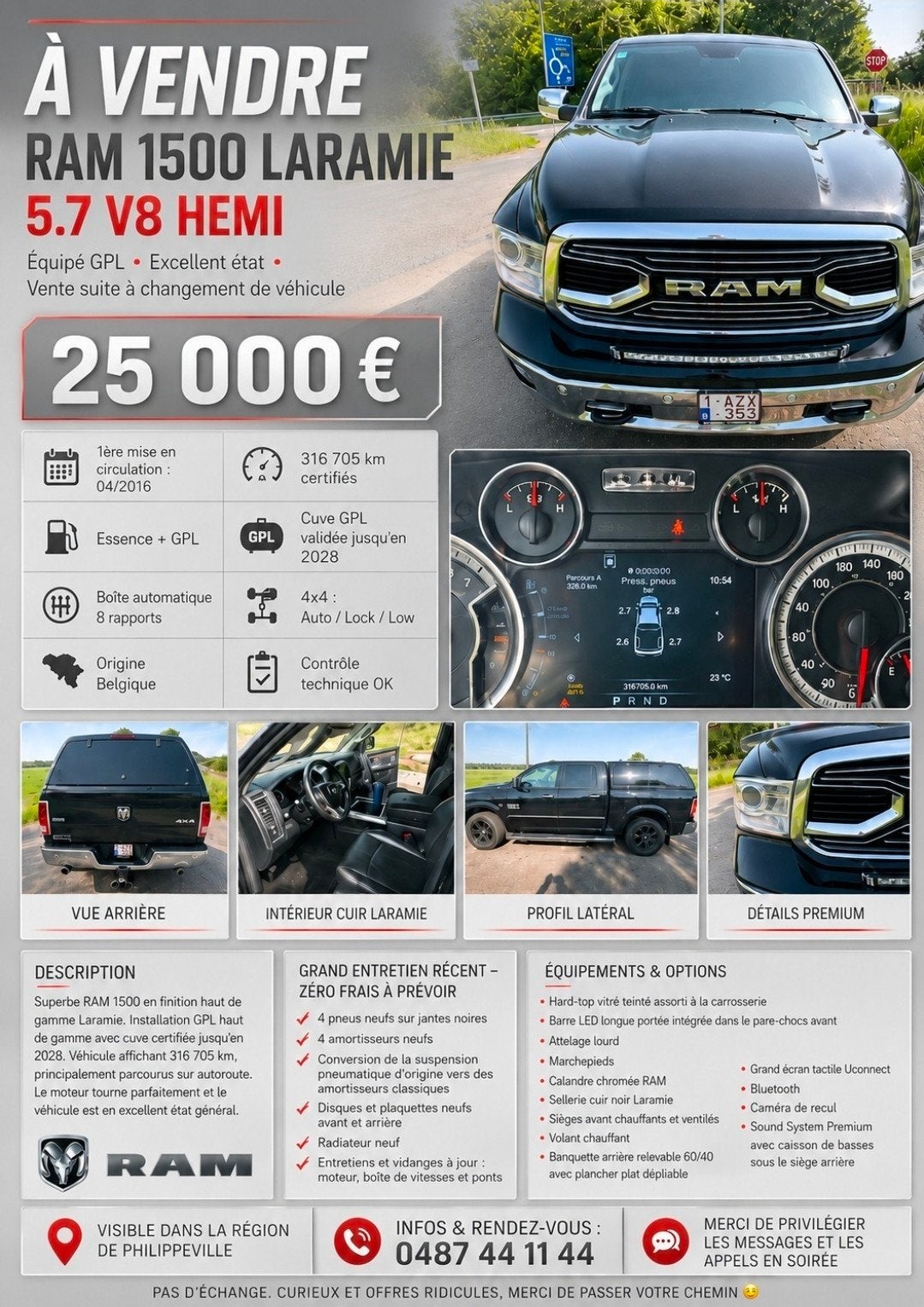 A vendre Ram 1500 2016, Cuir, Achat, Charger, Noir