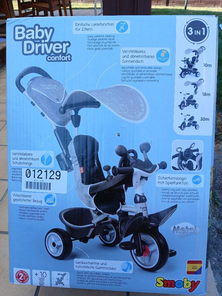 Driewieler van het merk Smoby, Fietsen en Brommers, Ophalen, Zo goed als nieuw, Duwstang