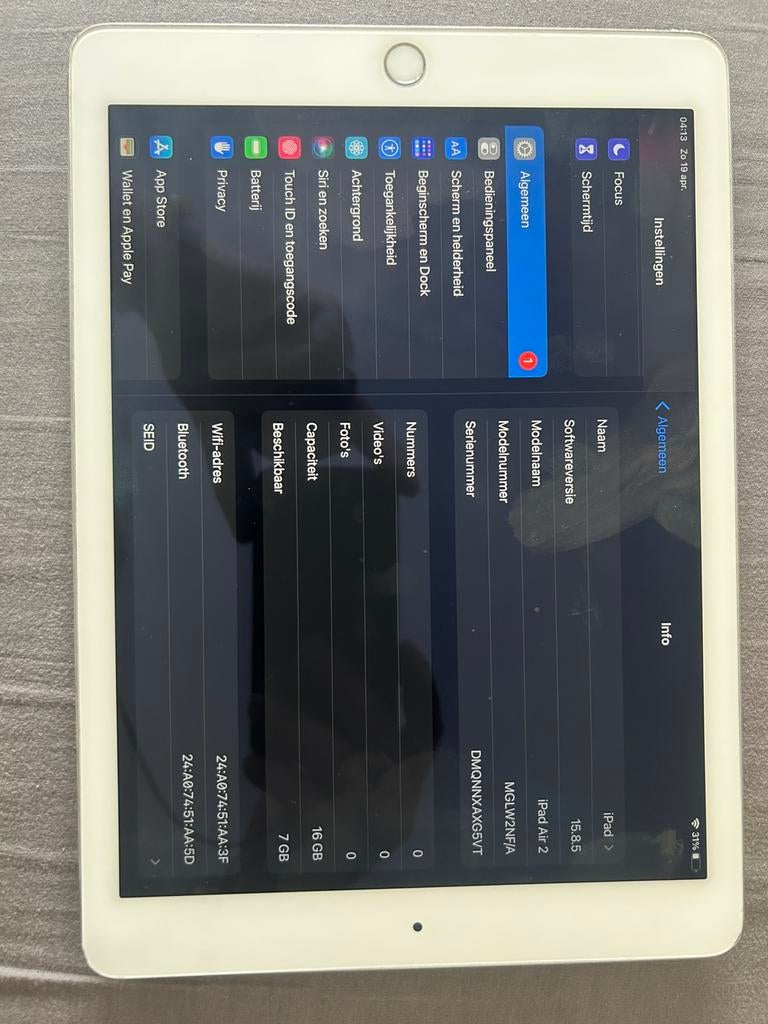 Ipad Air 2 16GB, Computers en Software, Apple iPads, Ophalen, Apple iPad Air, Zo goed als nieuw, 16 GB