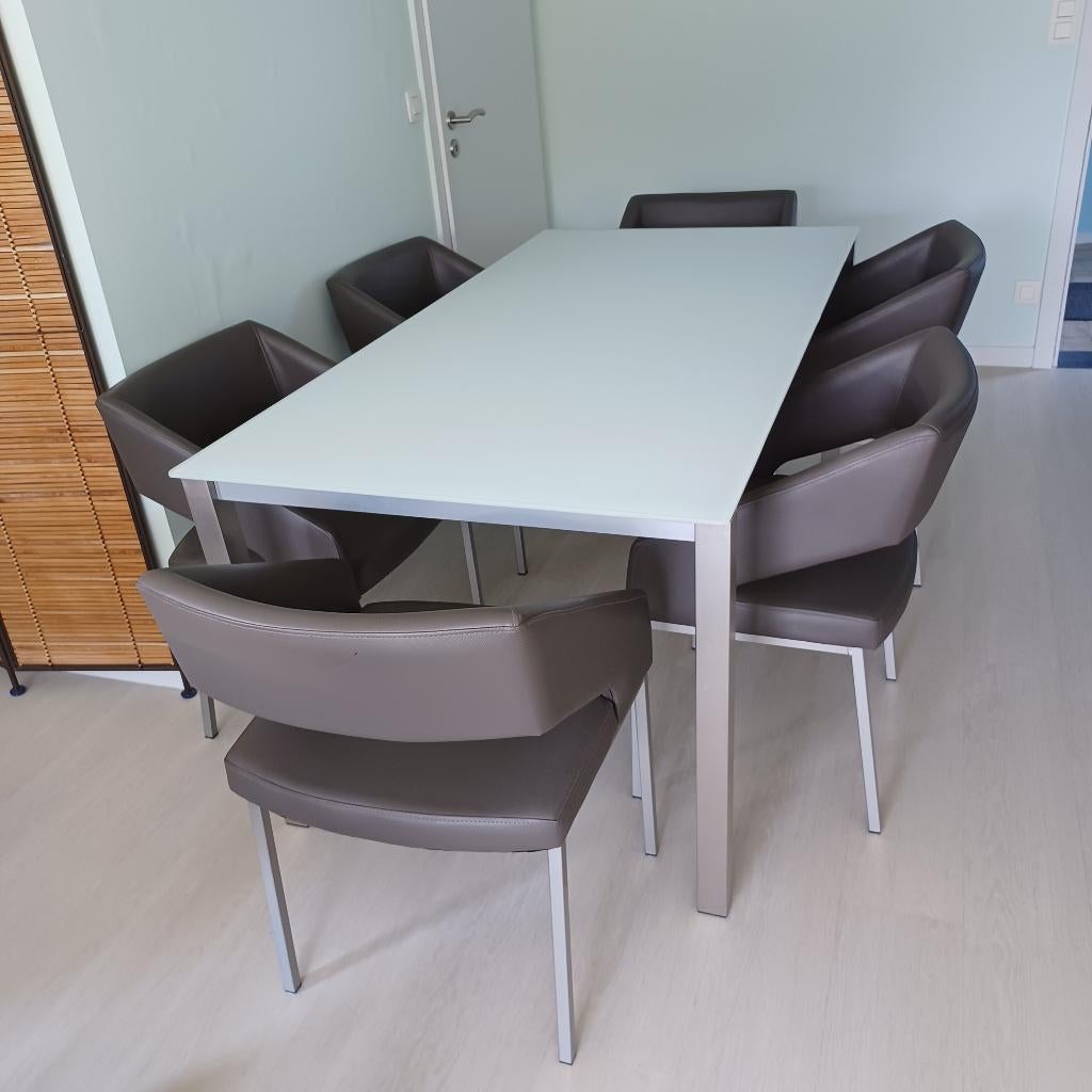 Table 1m80 x 90 et 6 chaises, Maison & Meubles, Tables | Tables à manger, 150 à 200 cm, Cinq personnes ou plus, Verre, Comme neuf
