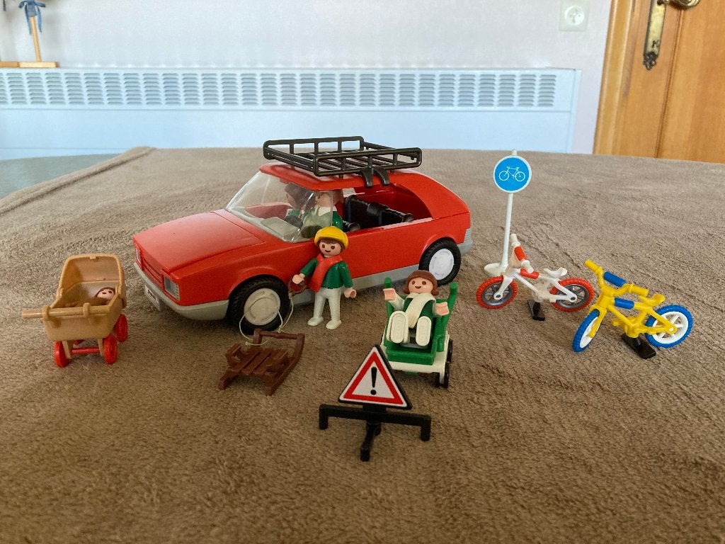 Playmobil vintage : auto, 2 fietsen, buggy, kinderwagen, .., Ophalen of Verzenden, Zo goed als nieuw