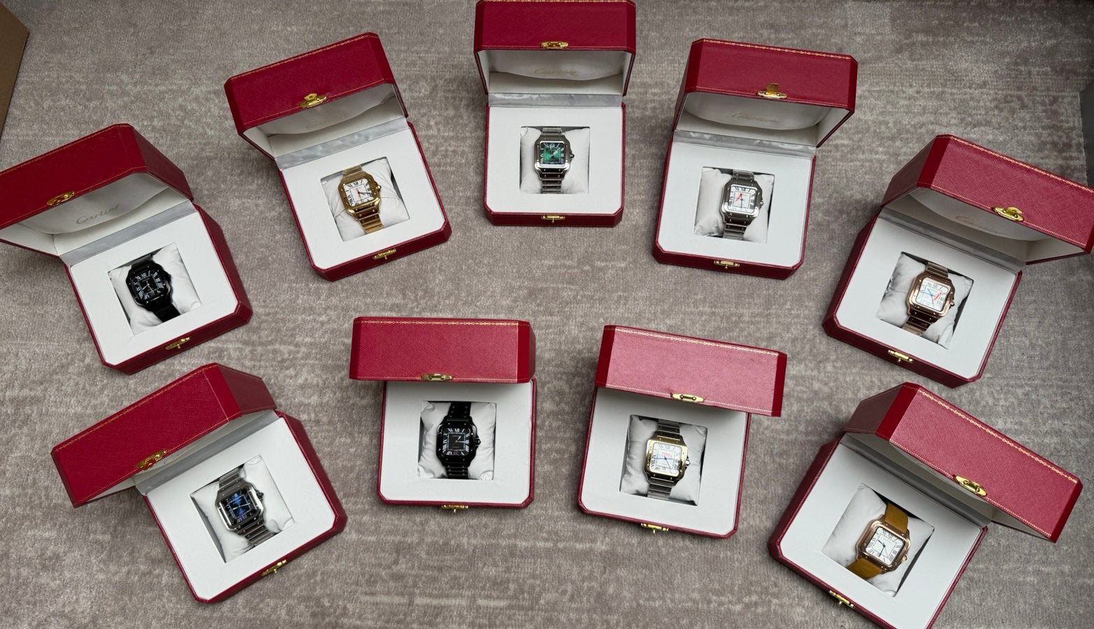 Montres Cartier Santos de Cartier, Autres marques, Enlèvement ou Envoi, Cuir, Acier