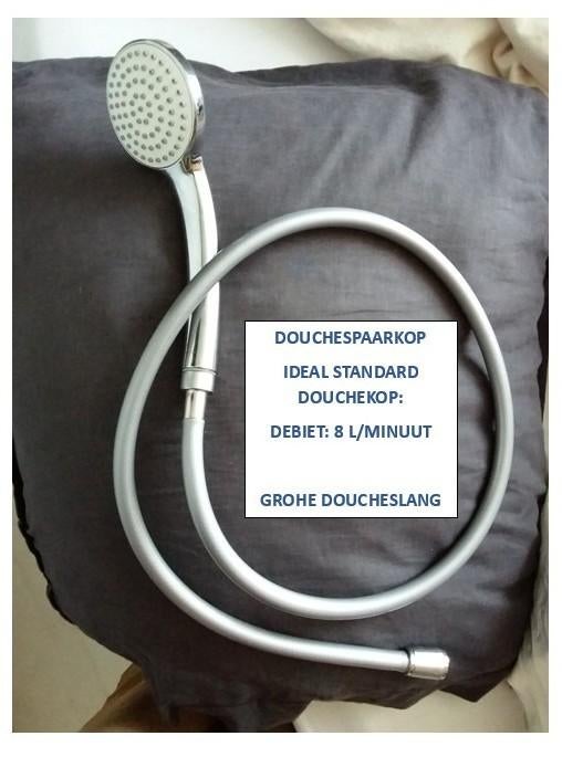 spaardouchekop 8L/min en doucheslang 125cm, Ophalen of Verzenden, Nieuw, Chroom, Douche