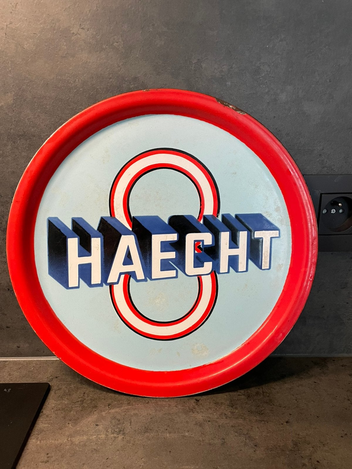 Emaille plateau haecht, Ophalen of Verzenden, Gebruikt, Reclamebord, Plaat of Schild