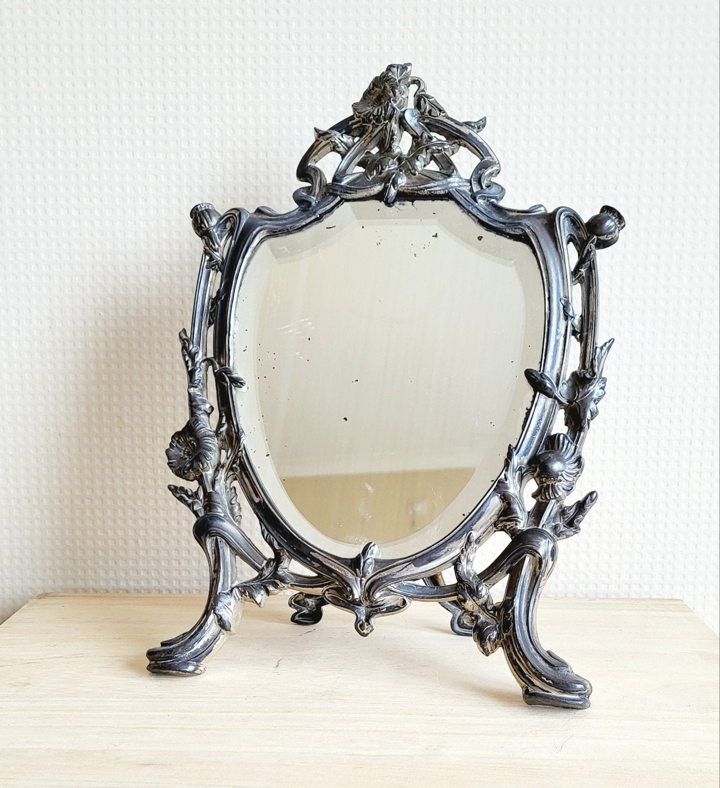 Prachtige antieke jugendstil style tafelspiegel!, Ophalen of Verzenden