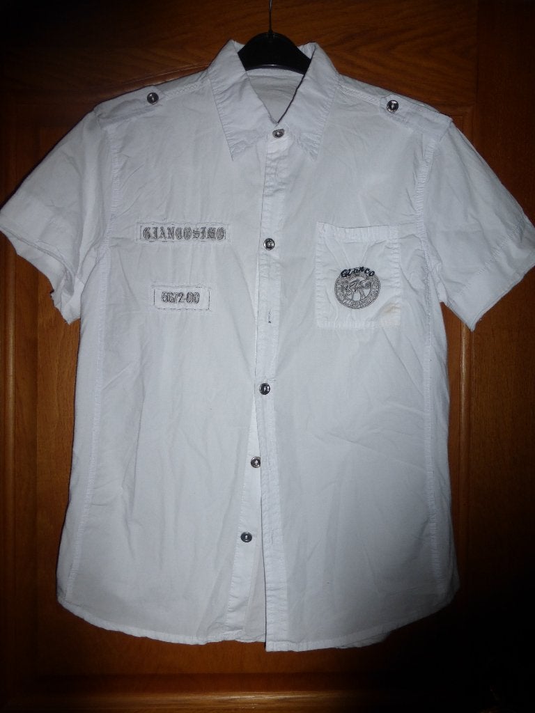 Wit shirt met korte mouwen: 5€, Kleding | Heren, Overhemden, Ophalen of Verzenden, Zo goed als nieuw, Wit