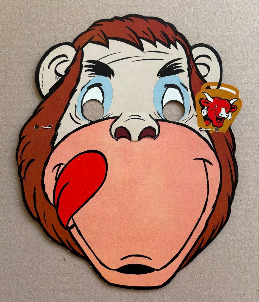 VACHE QUI RIT  kartonnen masker 1967 Het jungleboek DISNEY, Verzenden