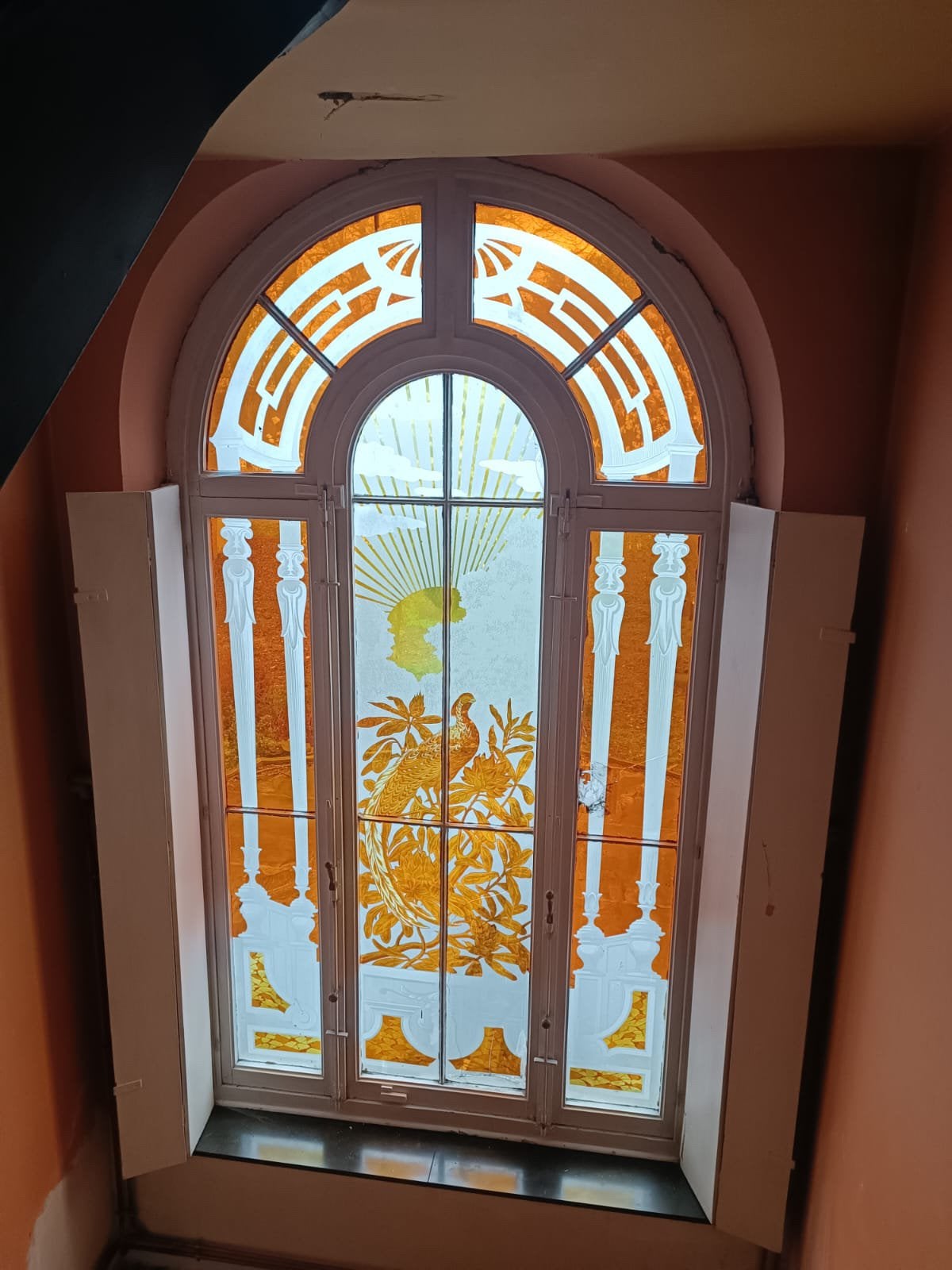 Fenêtre peinture sur verre vitrail, Bricolage & Construction, Vitres, Châssis & Fenêtres, Utilisé, Fenêtre de façade ou Vitre