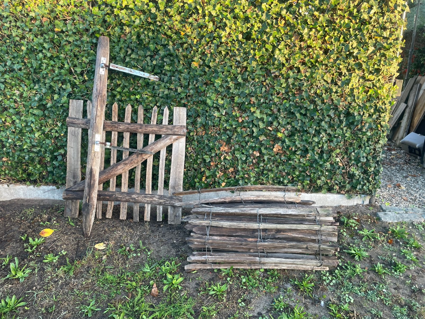 Kastanjehouten tuinhek en poortje, Ophalen, Met poort, Gebruikt, Tuinhek