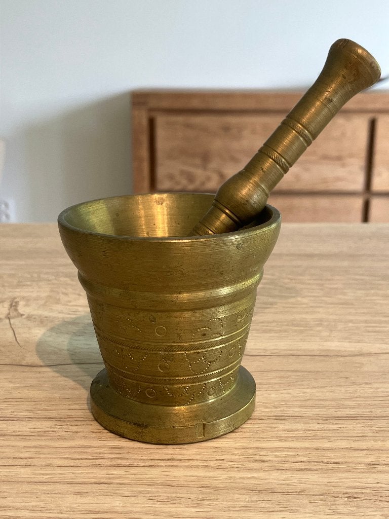 Mortier en cuivre antique + pilon, Enlèvement ou Envoi, Cuivre