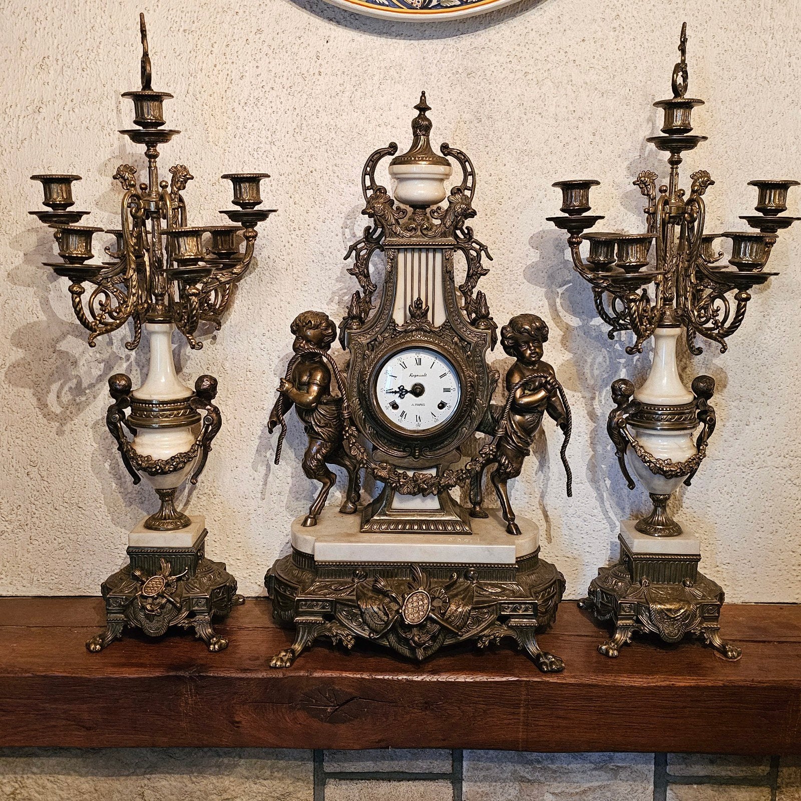 bronzen antieke schouwgarnituur, Antiek en Kunst, Ophalen