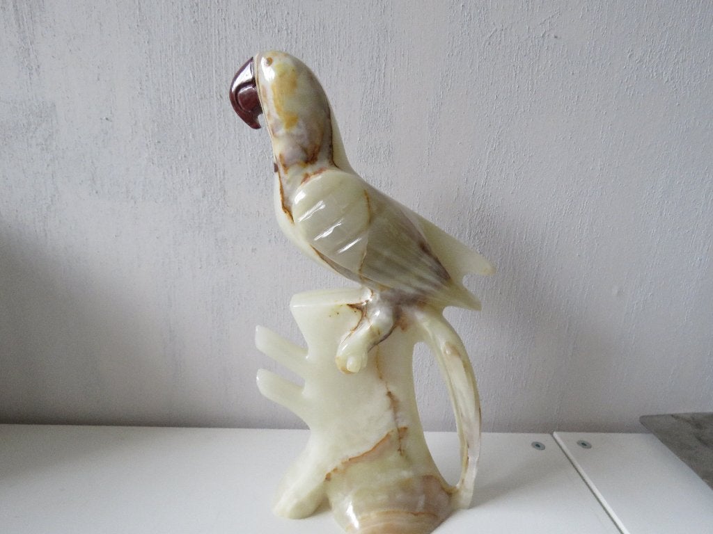 Statue vintage de perroquet en albâtre des années 1970, Antiquités & Art, Enlèvement ou Envoi, Statue