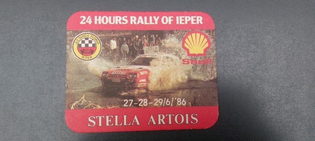 Bierkaart biertvilt rally bastos rally van ieper 1986, Enlèvement ou Envoi, Utilisé, Stella Artois