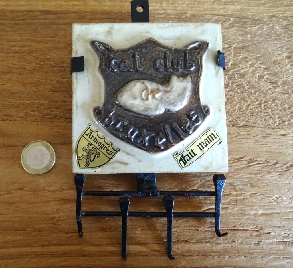 Kunstkeramiek Armogrès, sleutelhouder Cat Club Bruxelles, Ophalen of Verzenden