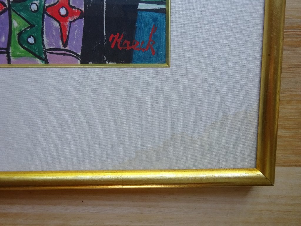 Rigobert Haeck, Drie figuren, gouache, 31 x 21 cm, Figuren, Ophalen of Verzenden, Achter glas, Overige materialen