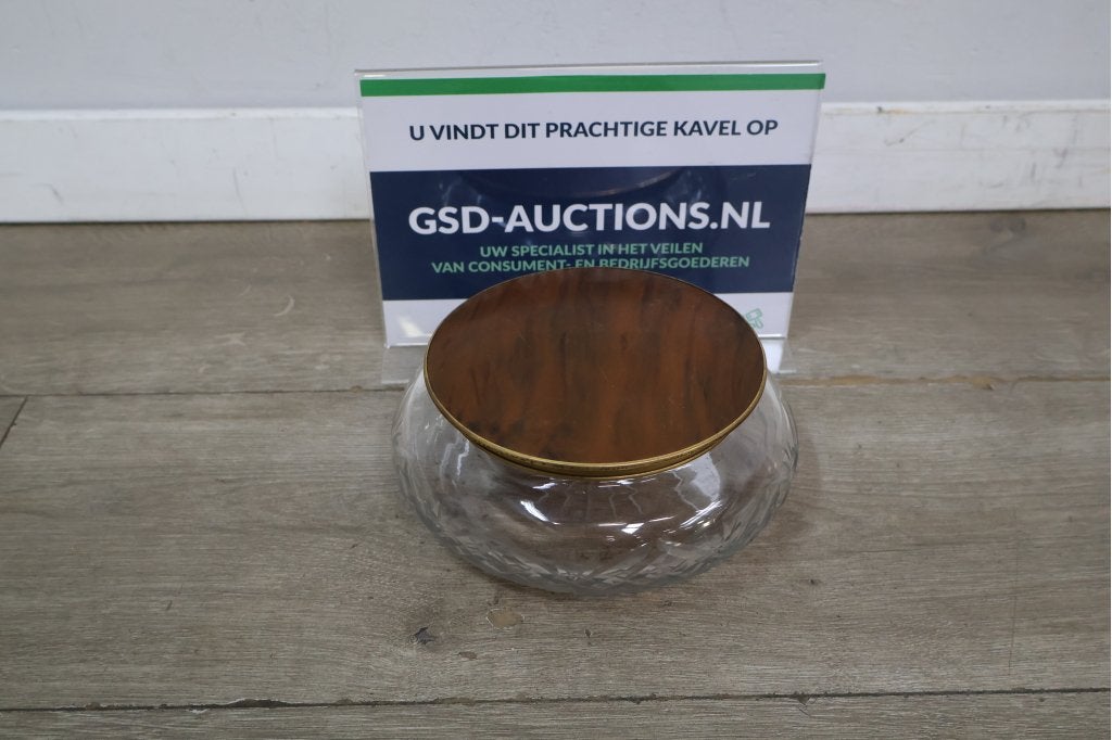 Vintage glazen pot met metalen deksel, Antiek en Kunst
