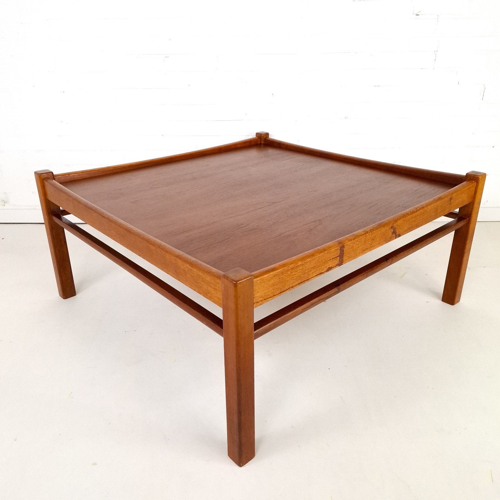 Vintage salontafel vierkant Deens design teak jaren 60/70, Ophalen, Vierkant, Teakhout
