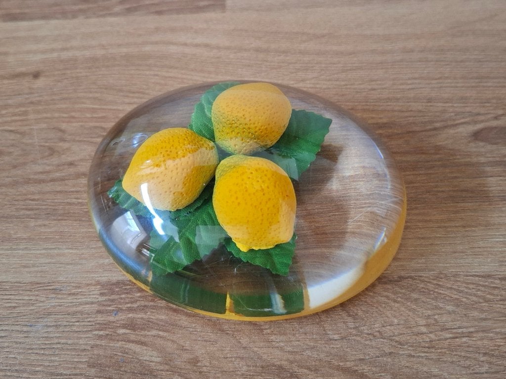 Vintage lucite presse-papier met citroenen, Antiek en Kunst, Ophalen of Verzenden