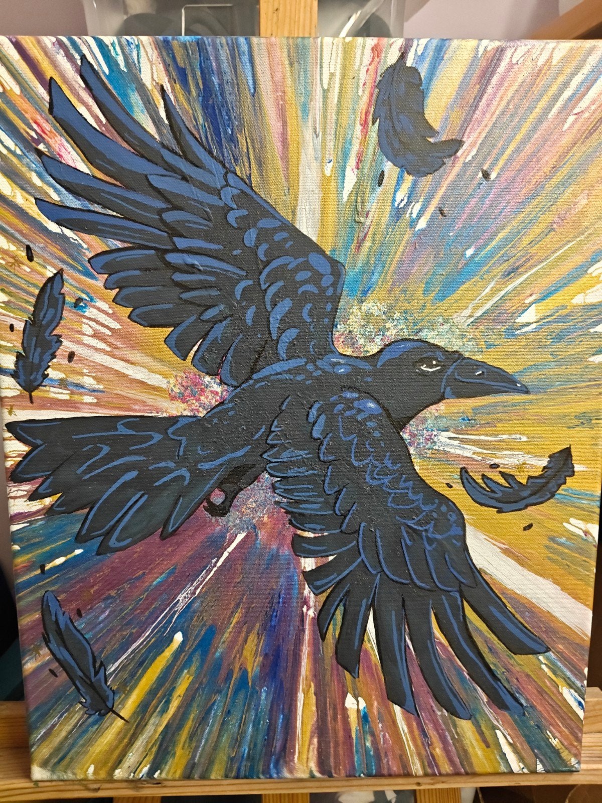 "vogelvlucht" van Georgiedesign, Hout, Ophalen of Verzenden, Dieren, Gesigneerd