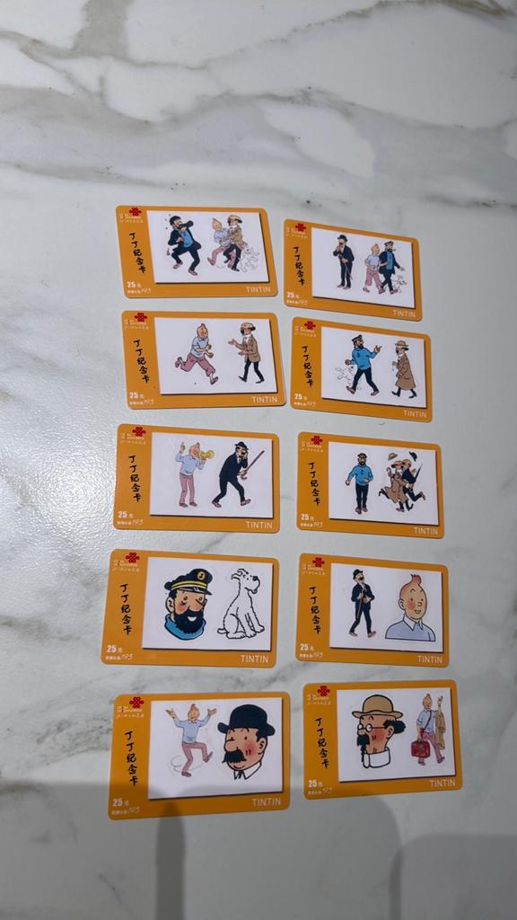 Hergé kuifje 10 telekaarten unicom china 2008, Verzamelen, Stripfiguren, Ophalen of Verzenden, Kuifje, Zo goed als nieuw