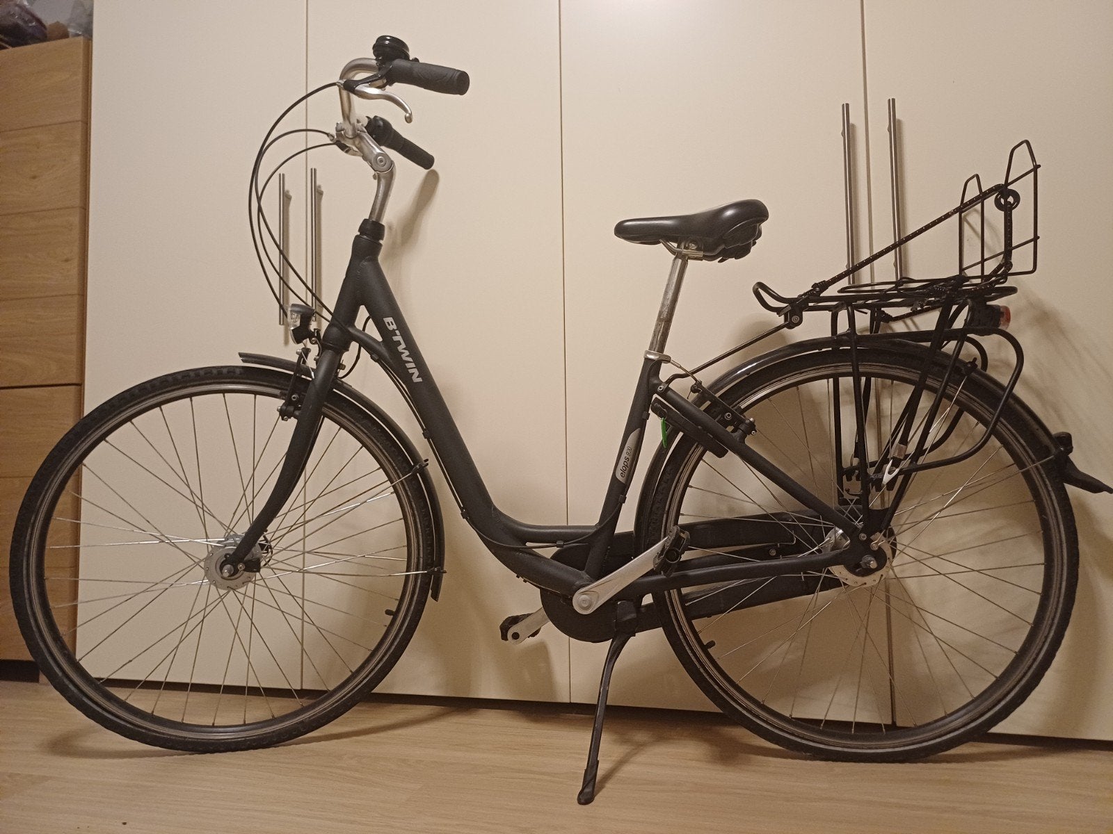 meisjesfiets, mat-donker grijs b-twin, Fietsen en Brommers, Gebruikt, Velgrem, Handrem, Overige merken