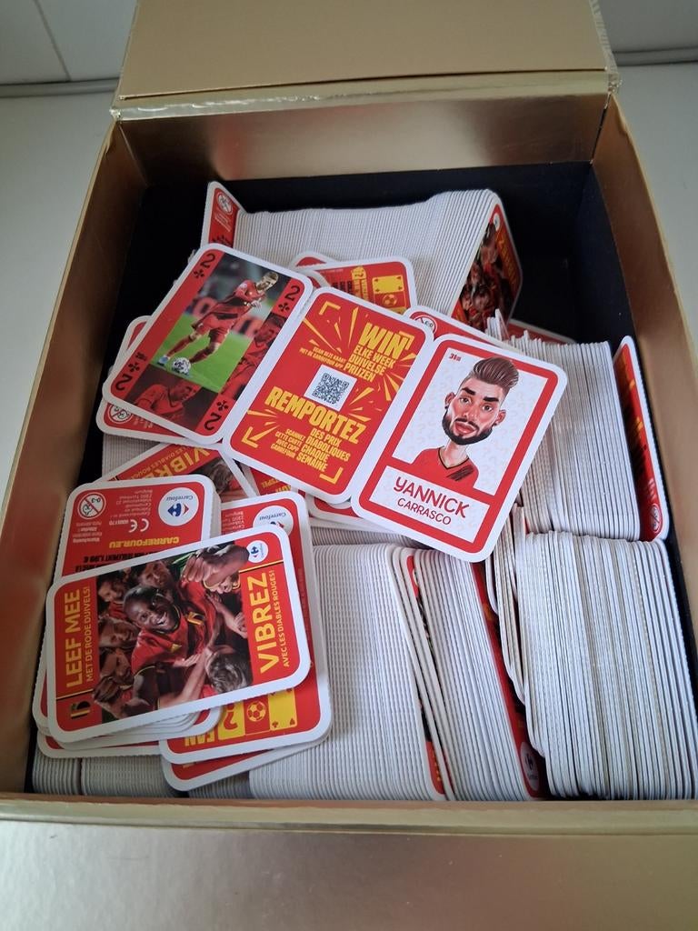 Volle doos kaarten rode duivels Carrefour, Ophalen of Verzenden