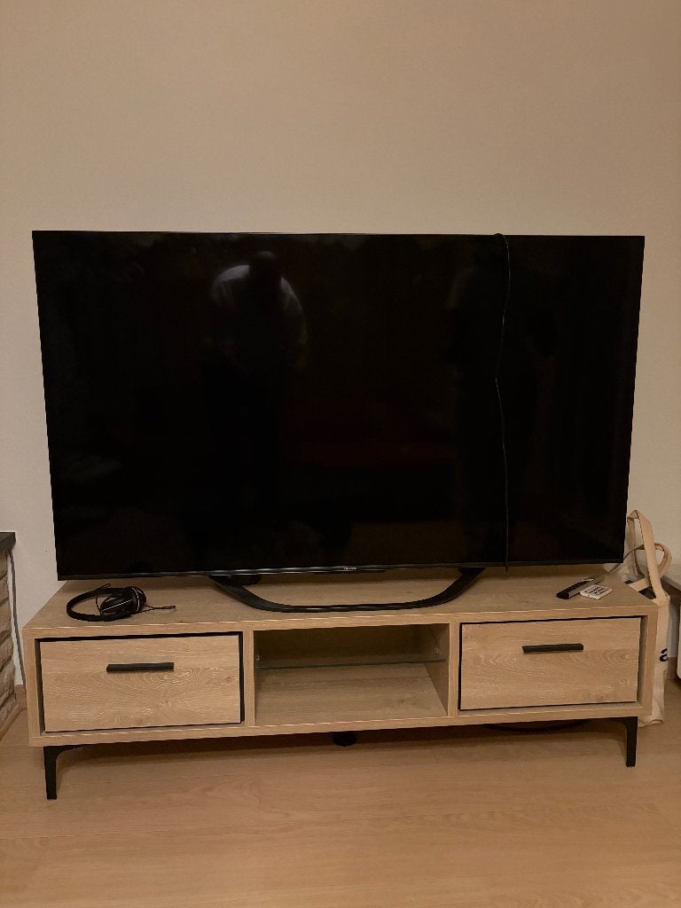 Meuble TV style industriel chêne & métal (150 cm)- État neuf, Huis en Inrichting, Ophalen, 150 tot 200 cm, Zo goed als nieuw, Eikenhout