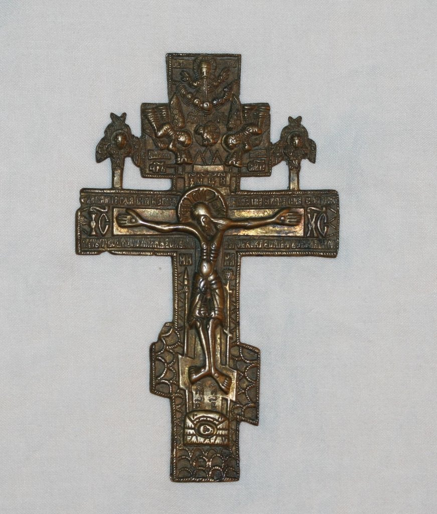 Imperial Russische orthodox kruis antiek brons, Antiek en Kunst, Ophalen of Verzenden