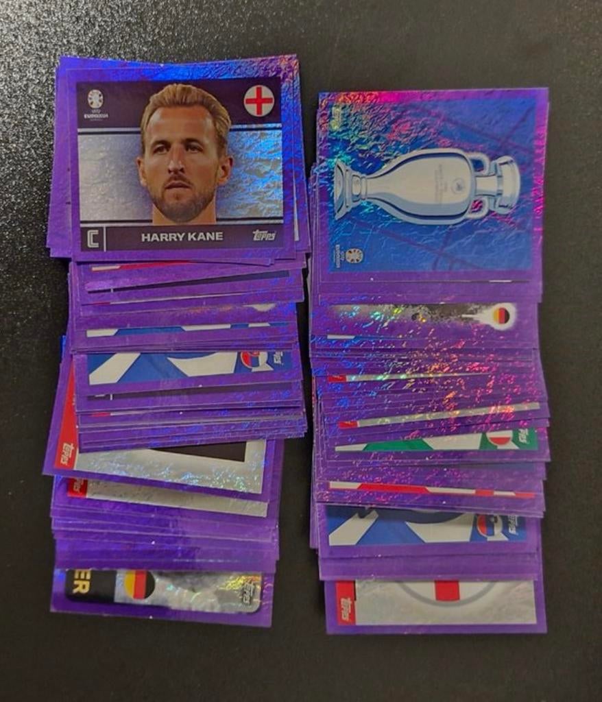 Euro 2024 Topps paars Lamine Yamal, Kane, Zidane….., Envoi, Comme neuf, Plusieurs autocollants