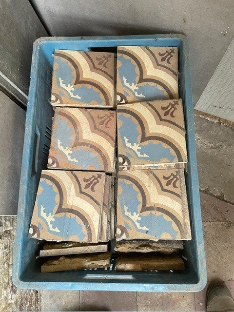Prachtige vintage cementtegels, Doe-het-zelf en Bouw, Tegels, Ophalen, Overige materialen, Gebruikt, Minder dan 20 cm