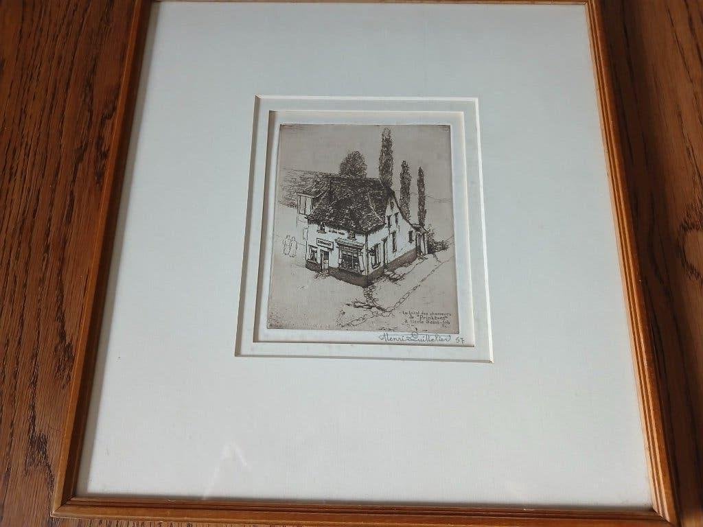 gravure, signée Henri Quittelier, ukkel Saint Job, Enlèvement ou Envoi, Eau-forte, Signé