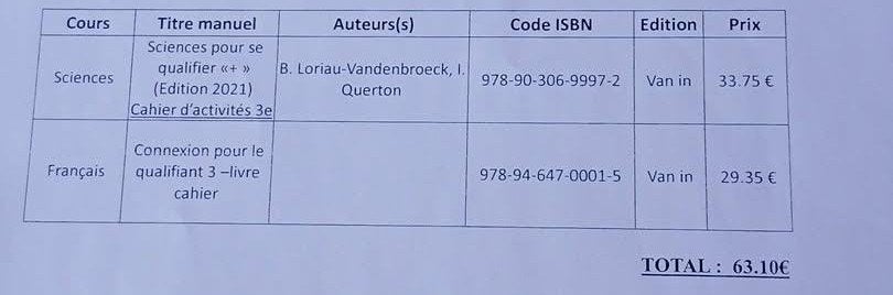 Manuels scolaires pour le qualifiant 3e année