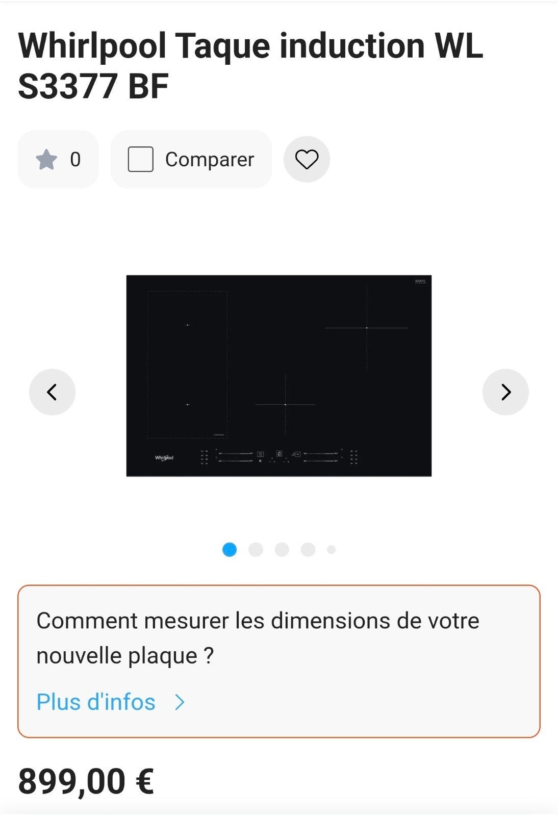 Taque induction 77cm WHIRLPOOL Flexcook, Electroménager, Enlèvement, Neuf