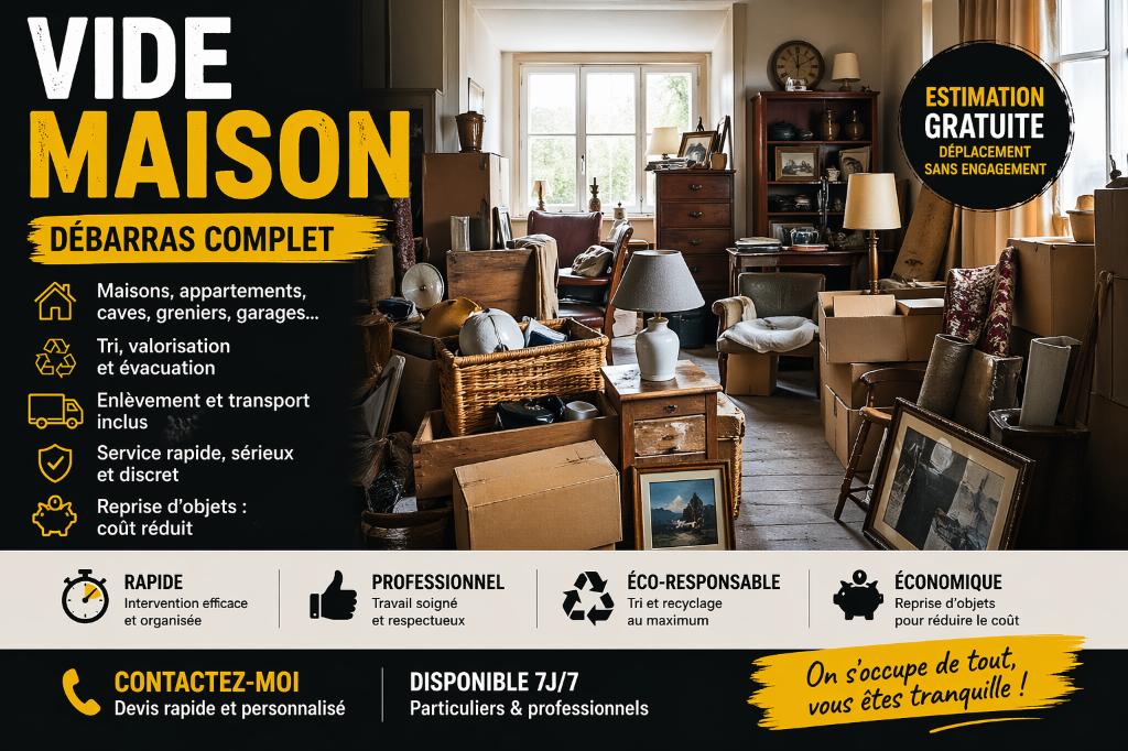 Vide maison / débarras rapide – devis gratuit, Antiquités & Art, Curiosités & Brocante, Enlèvement