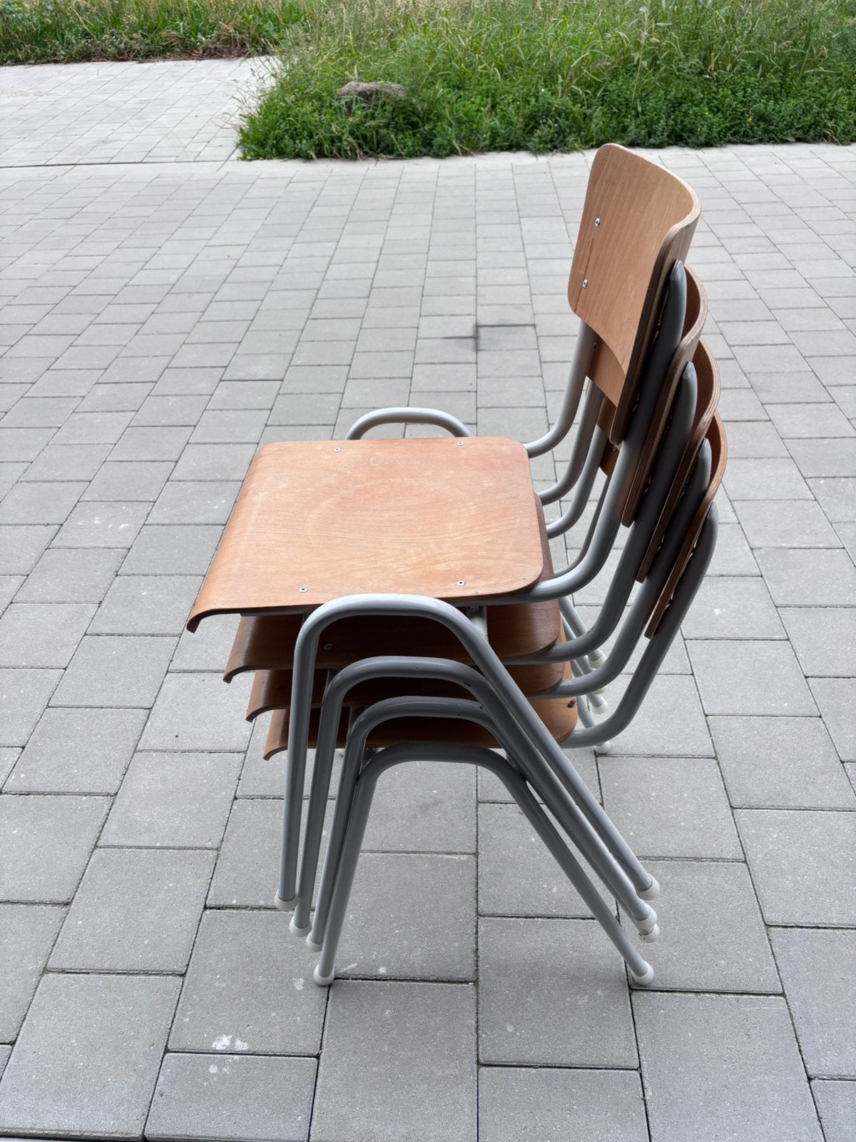 4 schoolstoelen, Maison & Meubles, Chaises, Enlèvement, Comme neuf, Bois