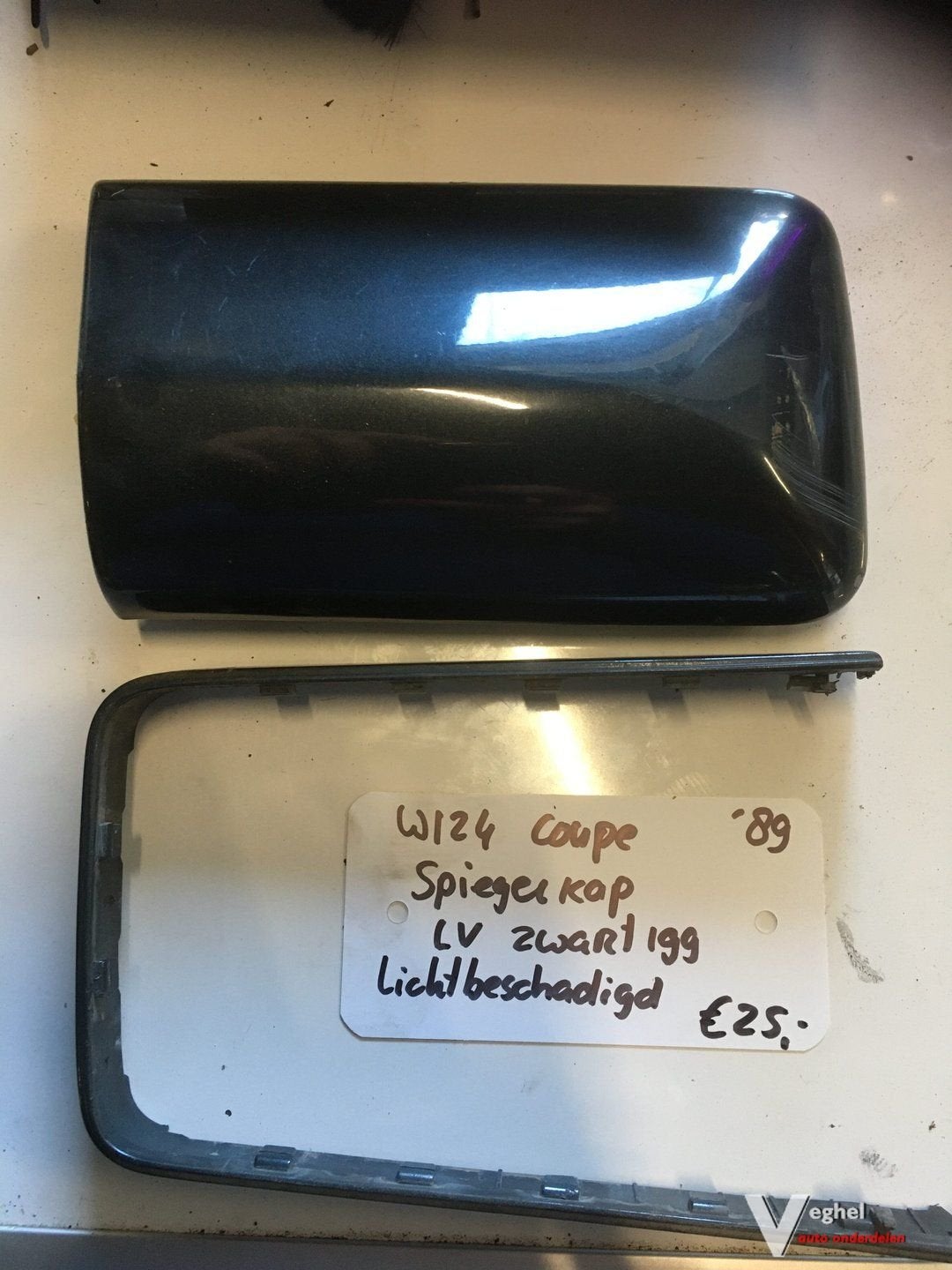 Mercedes w124 coupe 1989 spiegelkap links zwart kleurcode 19, Auto-onderdelen, Gebruikt, -, -, Ophalen of Verzenden